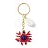 Crab Glass Seed Beads Pendant Keychain HJEW-MZ00106-01-1