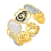 Hammered Brass Enamel Cuff Bangles for Women BJEW-A173-03G-4