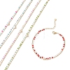 Bohemian Handmade Faceted Rondelle Glass Beaded Chains & 304 Stainless Steel Cable Chain 2-Strand Anklets for Women AJEW-AN00780-2