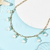 Natural Amazonite Chip and Pearl Tassel 304 Stainless Steel Paperclip Chain Necklaces for Women NJEW-JN06528-03-1