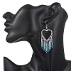 Hollow Heart Alloy & Glass Seed Beads Tassel Chandelier Earrings EJEW-MZ00685-01-4