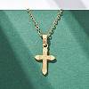 Cross 304 Stainless Steel Pendant Necklaces NJEW-H059-10G-3