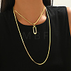 304 Stainless Steel Geometric Hollow Oval Pendant Double Layer Necklaces for Women Casual and Daily Wear DM5109-4