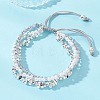 Electroplate Glass & Synthetic Non-magnetic Hematite & Acrylic Pearl Beads Multi-strand Braided Bead Bracelets BJEW-JB13772-2