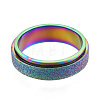 201 Stainless Steel Sand Blast Rotating Finger Ring RJEW-N043-06M-2