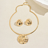 Iron Textured Flat Round Pendant Choker & Stud Earring Sets for Women FO0024-5