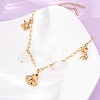 Ocean 304 Stainless Steel and Imitation Pearl Charm Anklets for Women SA-CBA3D94-04D-G-3