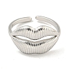 Non-Tarnish 304 Stainless Steel Lip Open Cuff Ring for Women X-RJEW-A043-20P-2