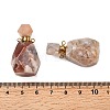 Natural Cherry Blossom Agate Perfume Bottle Pendants G-B149-02G-05-3