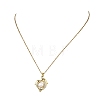 Ocean Brass Micro Pave Clear Cubic Zirconia and Natural Pearl Heart Dolphin Pendant 304 Stainless Steel Cable Chain Necklaces for Women NJEW-JN06262-2