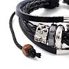 Adjustable Casual Unisex Zinc Alloy and Braided Leather Multi-strand Bracelets BJEW-BB15639-B-2