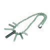 Natural Green Aventurine Round Beaded Fan Bib Necklaces NJEW-N064-04E-2