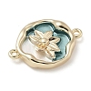 Brass Enamel Oval with Flower Connector Charms KK-M308-06G-02-2