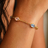 925 Sterling Silver Pave Oval Colorful Cubic Zirconia Link Bracelets for Couples Casual Fashion Jewelry RG9206-1-3