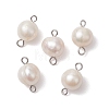 Natural Cultured Freshwater Pearl Connector Charms PALLOY-JF03090-01-1