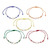 Adjustable Glass &  Natural Trochid Shell Beads Braided Bead Bracelets BJEW-MZ00322-2
