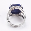 Adjustable Natural Lapis Lazuli Finger Rings RJEW-F075-01L-3