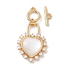 Heart Brass Clear Cubic Zirconia Toggle Clasps KK-G426-01G-1