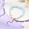 Beachy Natural white Jade Chip Beads & Synthetic Turquoise Charm Bracelets BJEW-JB14140-02-2
