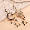 Moon with Star Bohemian Style Alloy Rhinestone Dangle Earrings FS-WG4F242-01-2