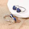 Valentine's Day Heart Natural &Lapis Lazuli Stud Earrings EJEW-T053-01P-12-3