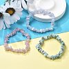 Chips Natural Larimar & Blue Lace Agate & Kunzite Beaded Stretch Bracelets Sets BJEW-JB05332-01-1