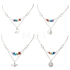 Chakra Gemstone Chip Beaded & Alloy Sun Moon Star Planet Pendant Brass Cable Chain Necklaces for Women NJEW-JN05794-2