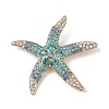 Starfish Alloy Rhinestone Sea Animal Brooches JEWB-S023-01A-1