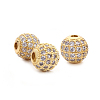 CZ Brass Micro Pave Grade AAA Clear Color Cubic Zirconia Round Beads KK-O065-6mm-05G-NR-2