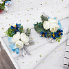 2Pcs 2 Style Silk Cloth Rose Flower Boutonniere Brooch & Wrist Corsage AJEW-CP0001-55-6