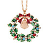 Christmas Wreath & Christmas Bell Alloy Colorful Rhinestone Pendant Necklaces WG06691-07-3