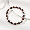 Natural Amber Cuboid Beads Stretch Bracelets for Women Men BJEW-JB13639-02-1