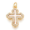 Brass Micro Pave Clear Cubic Zirconia Pendants KK-N268-39G-1