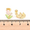 Flower Brass Enamel Stud Earrings EJEW-T051-08B-4