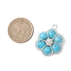 Dyed Synthetic Turquoise Beaded Pendants PALLOY-MZ01188-03-2