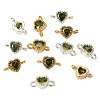 12Pcs 2 Colors Brass Pave Cubic Zirconia Heart Links Connector Charms KK-TA0003-48F-3