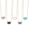 Natural Rose Quartz/Dalmatian Jasper/Tiger Eye/Sodalite/ Synthetic Turquoise Rectangle Pendant Necklaces NJEW-JN05159-2