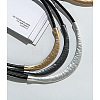 Alloy Curved Tube Black Cowhide Cord 3 Layer Necklaces for Women FS-WG33DA7-03-1
