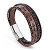 Multi-Layer Braided Leather Cord Bracelets PW-WG46409-04-1