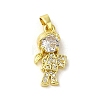 Rack Plating Brass Micro Pave CLear Cubic Zirconia Pendants KK-C053-07B-G-1