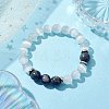 10mm Round Natural Lapis Lazuli & Cat Eye Stretch Beaded Bracelets for Women BJEW-JB10368-2