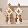 Bohemian Alloy Raffia Tassel Dangle Earrings for Women WG6F946-02-1