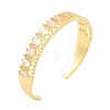 Brass Micro Pave Clear Cubic Zirconia Open Cuff Bangles for Women BJEW-S147-31G-A-1
