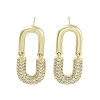 Oval Brass with Cubic Zirconia Dangle Stud Earrings EJEW-Q811-32G-1