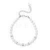 Round Shell Pearl & Brass Rhinestone Beaded Bracelet for Women BJEW-JB12871-2