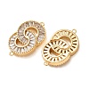 Brass Pave Clear Cubic Zirconia Connector Charms CU-CBA4579-25G-3