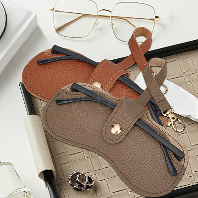 2Pcs 2 Colors Rectangle PU Leather Eyeglass Case AJEW-CN0006-95B-1