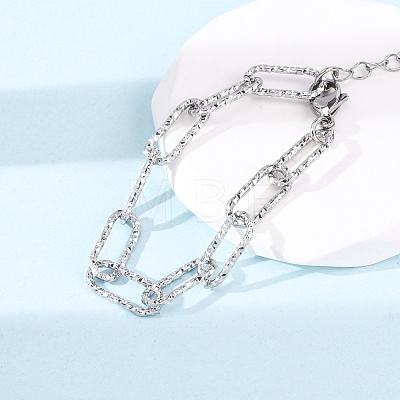 304 Stainless Steel Paperclip Chain Bracelets for Women Men BJEW-A048-01P-1