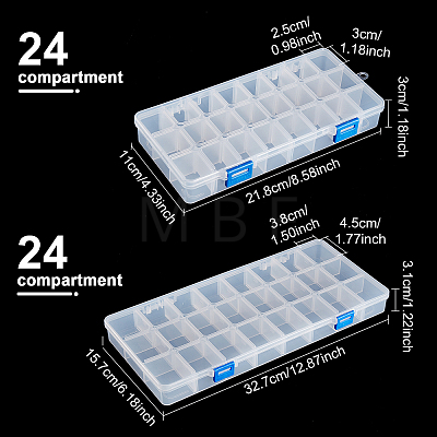 Plastic Bead Containers Rectangle CON-BC0006-81-1
