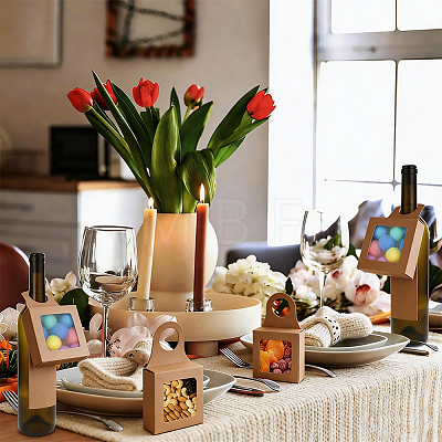 27Pcs Square Kraft Paper Wine Gift Hanging Boxes CON-CN0001-32-1